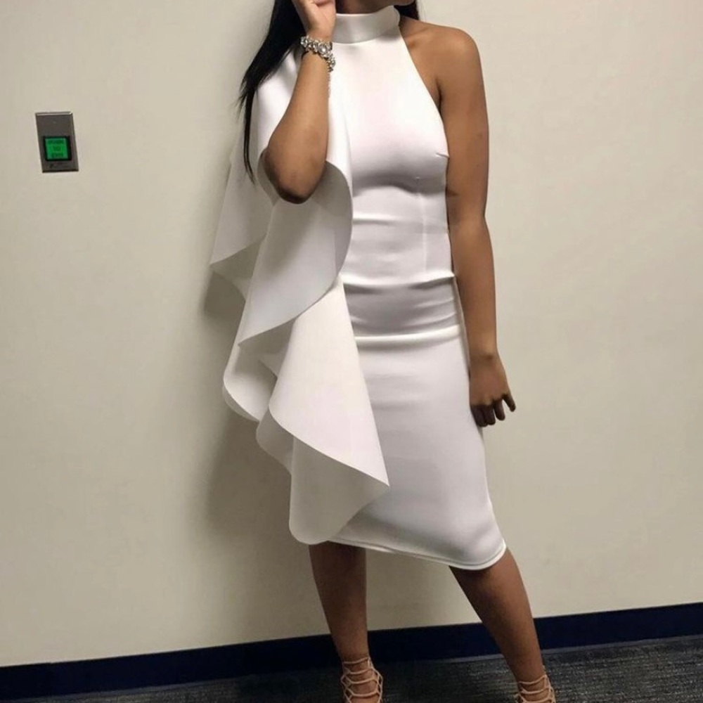 White backless fashion dress size large